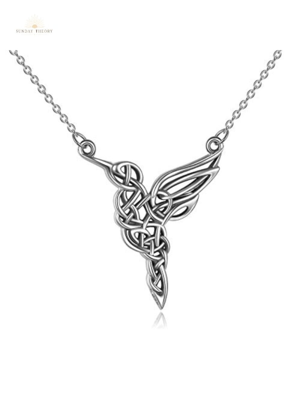 Sterling Silver Celtic Knot Hummingbird Pendant Necklace Women Gift